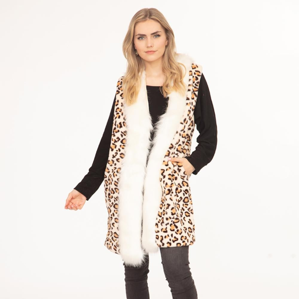 Vest, Faux Fur, Animal Print, Leopard